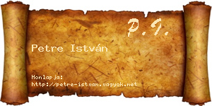 Petre István névjegykártya